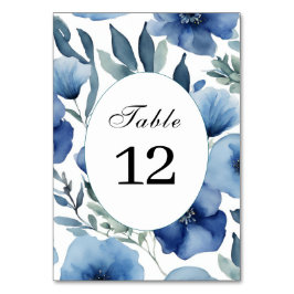Serene Blue Floral Wedding Einladungen Tischnummer