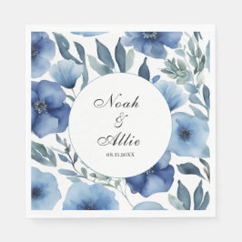 Serene Blue Floral Wedding Serviette