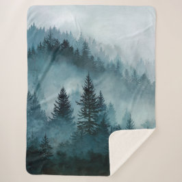 Serene Blue Forest Comfort Sherpadecke