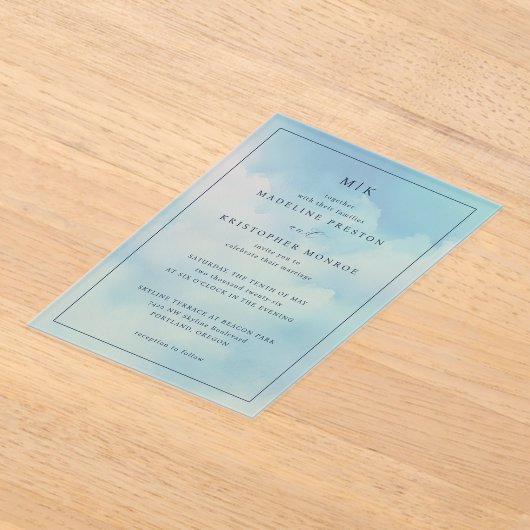 Serene Blue Gradient Wedding Invitation Acryleinladungen (Ablage )