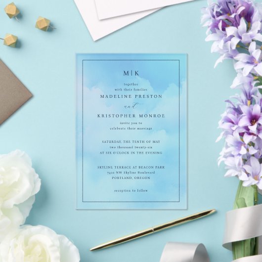 Serene Blue Gradient Wedding Invitation Acryleinladungen (In Situ (Hochzeit))
