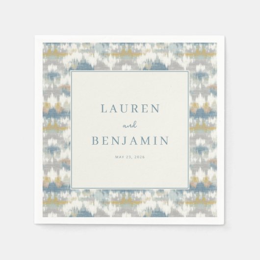 Serene Blue Gray Geometric Peaks Serviette (Vorderseite)