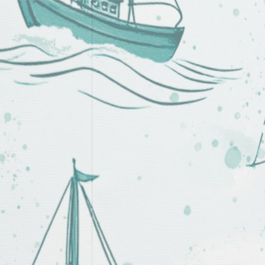 Serene Blue Green Sailing Boote Muster Tapete (Naht)