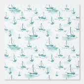 Serene Blue Green Small Segelboote Muster Tapete (Vorderseite)