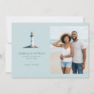 Serene Blue Leuchtturm Strand Save The Date