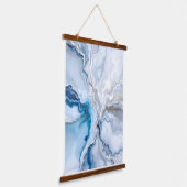 Serene Blue Marble Abstrakt.Farbenfroh Abstrakt Wandteppich Mit Holzrahmen (Gewinkelt)