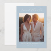 Serene Blue Minimalist Photo Dankeskarte (Vorne/Hinten)