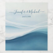 Serene Blue Modern Abstract Weinetikett (Einzelnes Label)