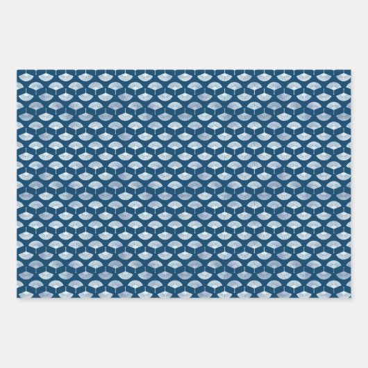 Serene Blue Motifs: Ventilatoren, Waves & geometri Geschenkpapier Set (Vorderseite 2)