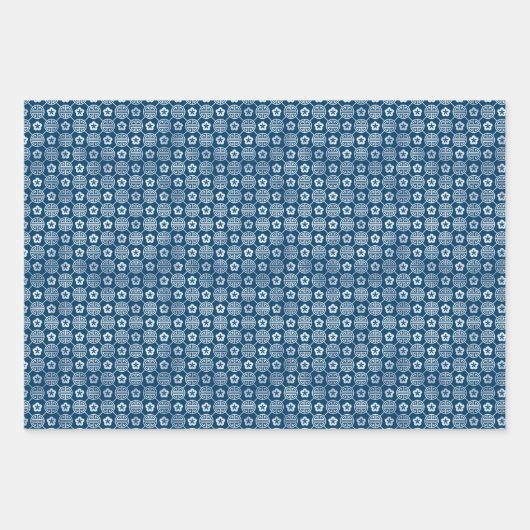 Serene Blue Motifs: Ventilatoren, Waves & geometri Geschenkpapier Set (Vorderseite)