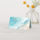 Serene Blue Ocean Beach Tischnummer Cards Platzkarte (Rückseite)