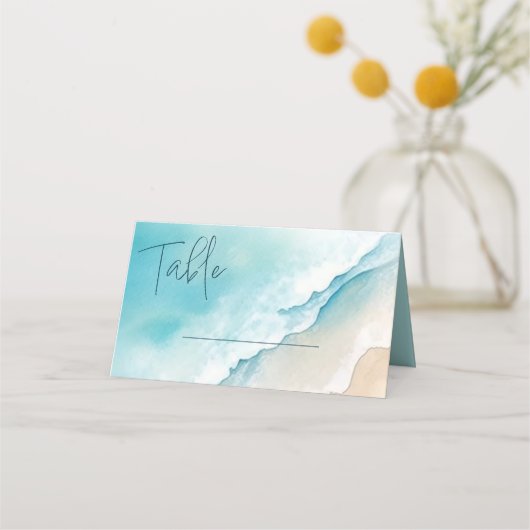 Serene Blue Ocean Beach Tischnummer Cards Platzkarte (Vorderseite)