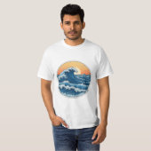 Serene Blue Ocean Waves Küstenart T-Shirt (Vorne ganz)