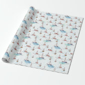 Serene Blue Red Sailing Boote auf Sea Pattern Geschenkpapier (Ungerollt)
