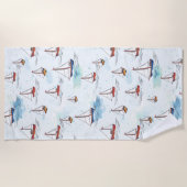 Serene Blue Red Sailing Boote auf Sea Pattern Strandtuch (Vorderseite)
