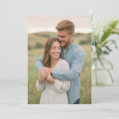 Serene Blue Rustic Photo Einladung (Stehend Vorderseite)