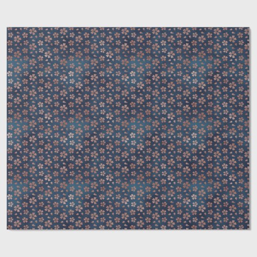 Serene Blue Sakura Muster Geschenkwrap Geschenkpapier (Flach)