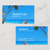 Serene Blue Shore with Palms g876 Visitenkarte (Vorne/Hinten)