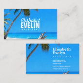 Serene Blue Shore with Palms t321 Visitenkarte (Vorne/Hinten)