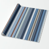 Serene Blue Striped Gift Wrap - Ruhe Geschenkpapier (Ungerollt)
