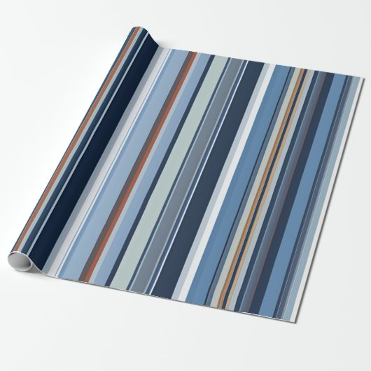 Serene Blue Striped Gift Wrap - Ruhe Geschenkpapier (Ungerollt)