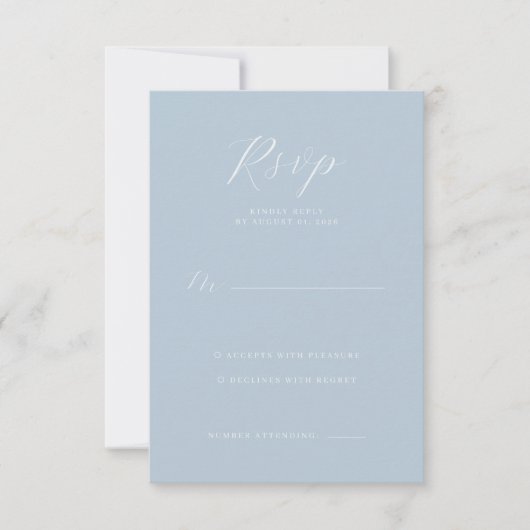 Serene Blue Typografische RSVP Karte (Vorderseite)