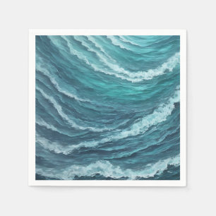Serene Blue und Green Abstrakt Serviette