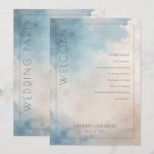 Serene Blue Watercolor Ceremony Program Programm (Vorne/Hinten)