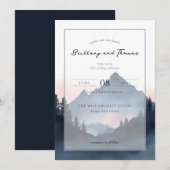 Serene Blue Watercolor Mountain Landscape Einladung (Vorne/Hinten)