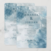 Serene Blue Watercolor Wedding Ceremony Programm (Vorne/Hinten)