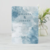 Serene Blue Watercolor Wedding Ceremony Programm (Stehend Vorderseite)