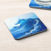 Serene Blue Wave Splashes Getränkeuntersetzer (Linke Seite)
