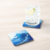 Serene Blue Wave Splashes Getränkeuntersetzer (Rechte Seite)