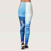 Serene Blue Wave Splashes Leggings (Rückseite)