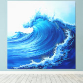 Serene Blue Wave Splashes Leinwanddruck (Insitu (Holzboden))