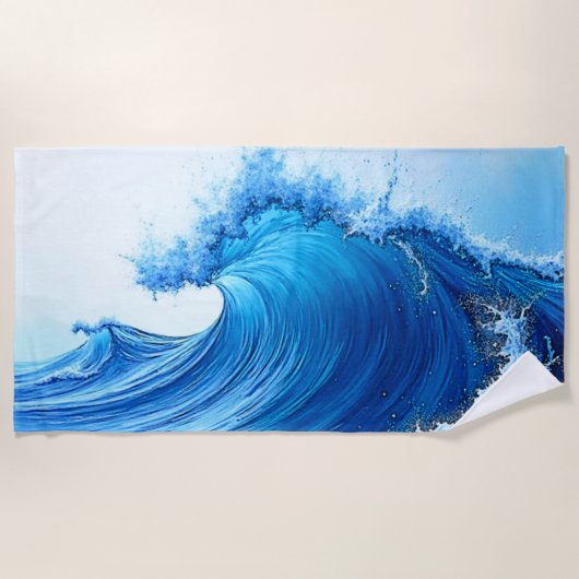 Serene Blue Wave Splashes Strandtuch (Vorderseite)