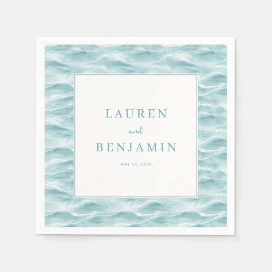 Serene Blue Wave Water Theme Serviette (Vorderseite)