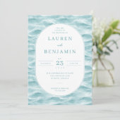 Serene Blue Wave Wedding Invitation Einladung (Stehend Vorderseite)