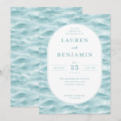 Serene Blue Wave Wedding Invitation Einladung (Vorne/Hinten)