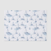Serene Blue White Sailing Boote auf Sea Pattern Seidenpapier (Vorderseite)