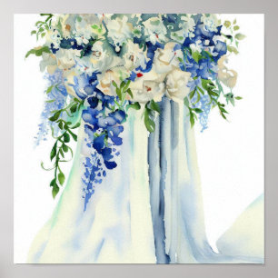 Serene Blues, Bridal Cascading Bouquet 1, Poster