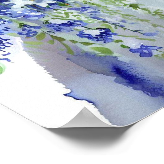 Serene Blues, Bridal Cascading Bouquet 2, Poster (Ecke)