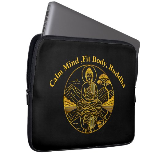 Serene Buddha Abbildung in ruhigen Gewässern Laptopschutzhülle (Vorne Rechts)