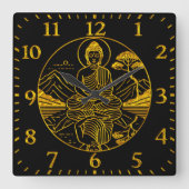 Serene Buddha Abbildung in ruhigen Gewässern Quadratische Wanduhr (Vorderseite)
