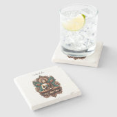 Serene Buddha, Coffee & Zen Skulpturenstatue Steinuntersetzer (Seitenansicht)