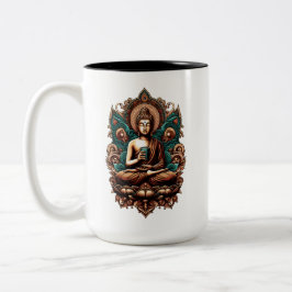 Serene Buddha, Coffee & Zen Skulpturenstatue Zweifarbige Tasse
