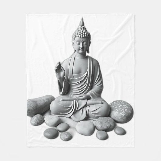Serene Buddha mit Steinen und Pflanze Fleecedecke (Vorderseite)