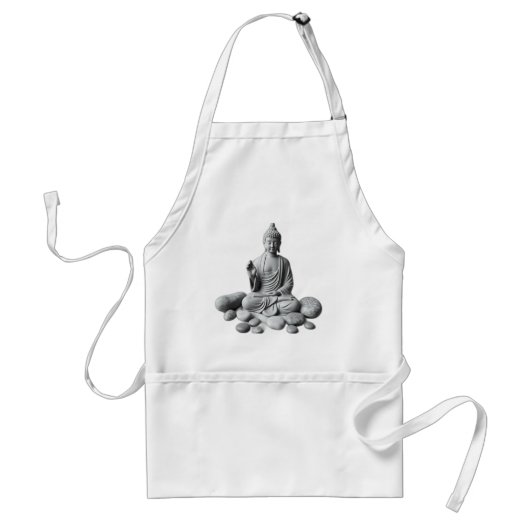 Serene Buddha mit Steinen und Pflanze Schürze (Vorne)