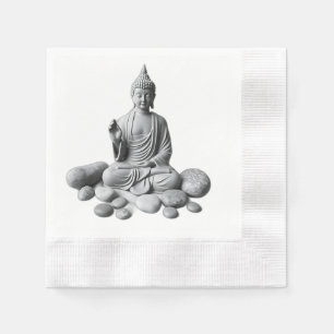 Serene Buddha mit Steinen und Pflanze Serviette