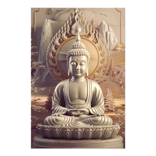 Serene Buddha Statue in ruhiger Landschaft 3D Fotodruck (Vorne)
